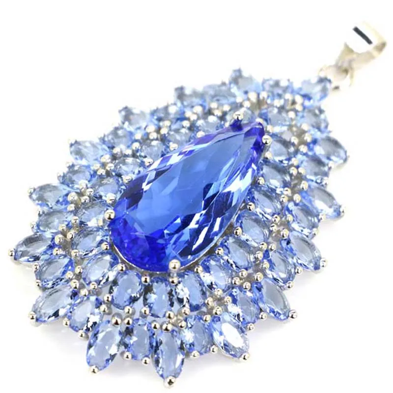 48x30mm lujo grande 7,5g turmalina rosa amatista verde violeta tanzanita llamativo 925 colgante de plata esterlina sólida