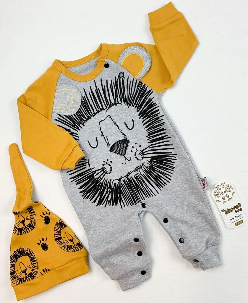 LION PRINTED OVERALLS, BABY CLOTHING, BABY STYLE, BABY TRACKSUIT, BABY PAJAMAS