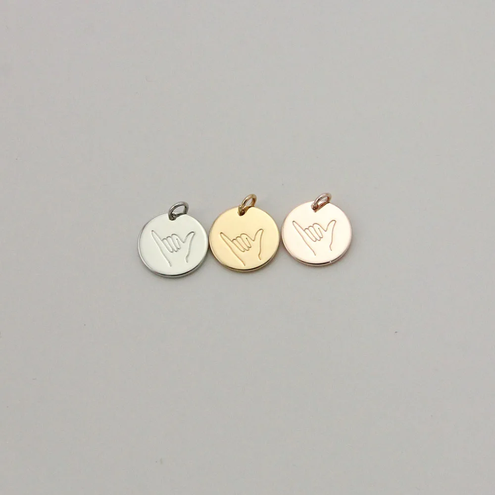 Hand Pendant shaka Gesture Charm Pendant for Necklace Making Women Birthday Gift