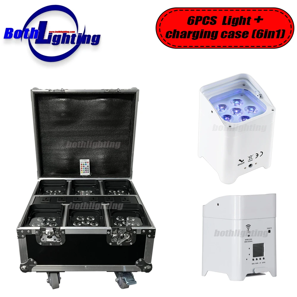 

SMART DJ 6x18w RGBWA UV 6in1 Wedding Uplighting wireless dmx Wifi & Remote LED Uplight