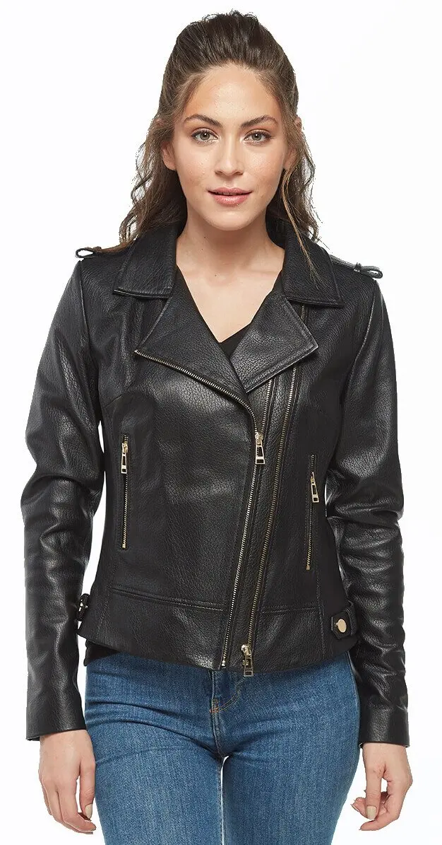 Genuine Leather Women 'S Jacket Coat Sheep Lamb Sheepskin Autumn Winter 2022 Thin Large Size Vintage Biker Jumbo Black