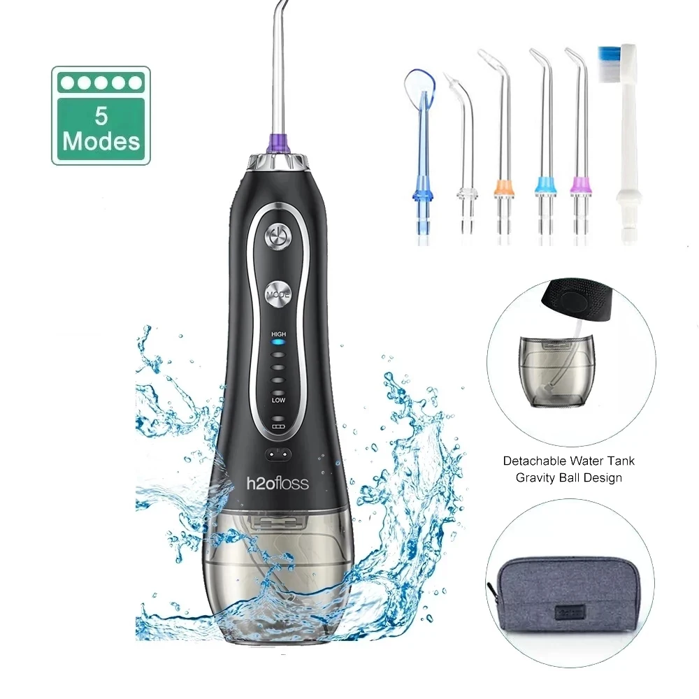 5 وضع الفم الري USB قابلة للشحن الأسنان الخيط المحمولة الأسنان دودة الحرير المياه النفاثة 300 مللي الري الأسنان نظافة الأسنان + 5 طائرة