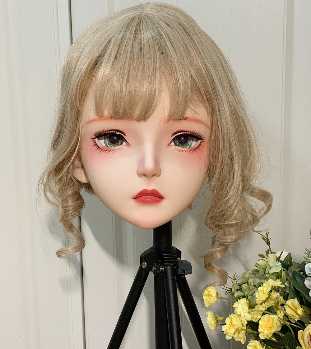 

(HeiYao)High Quality Handmade Female/Girl Resin Half Head Human StyleCosplay Japanese Animego BJD Kigurumi Doll Mask