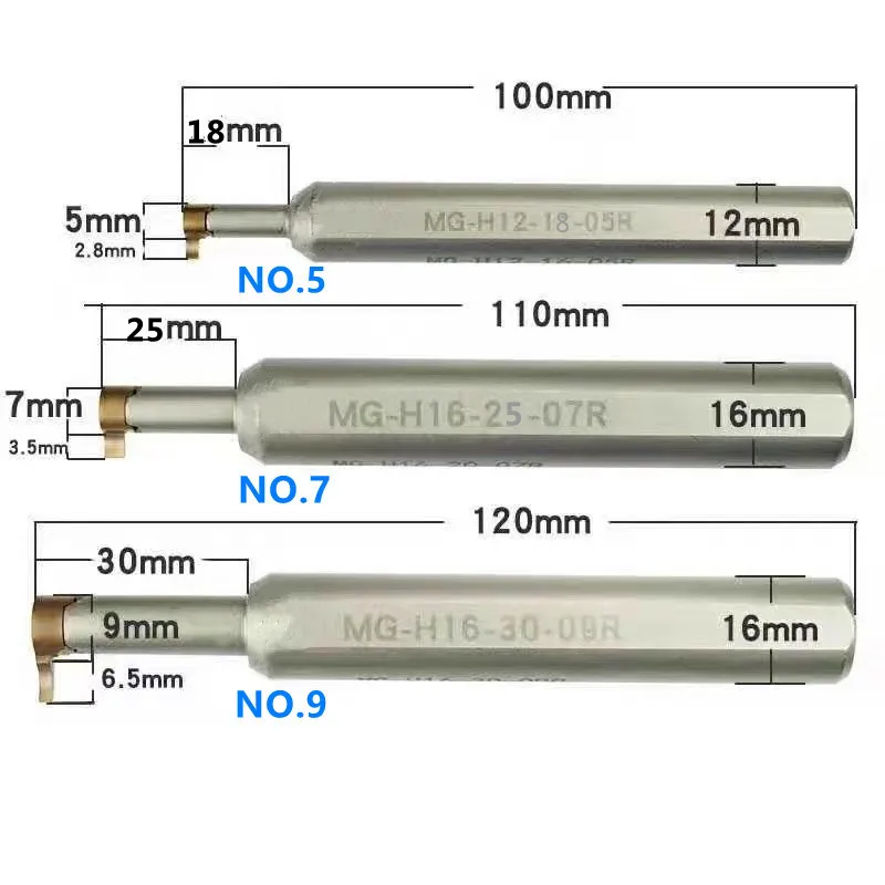 SANAI Grooving Rod MG-H12-18-05R MG-H16-25-07R MG-H16-30-09R Internal Slot Cutting Holder Spring Steel CNC Lathe Turning Tool