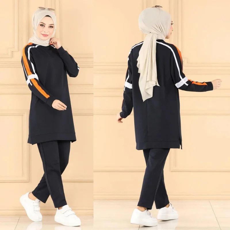 tracksuit set 2021season muslim fashion arabia Dubai fashion trends 100% Made in Turkey abayas hijab clothing muslim sets