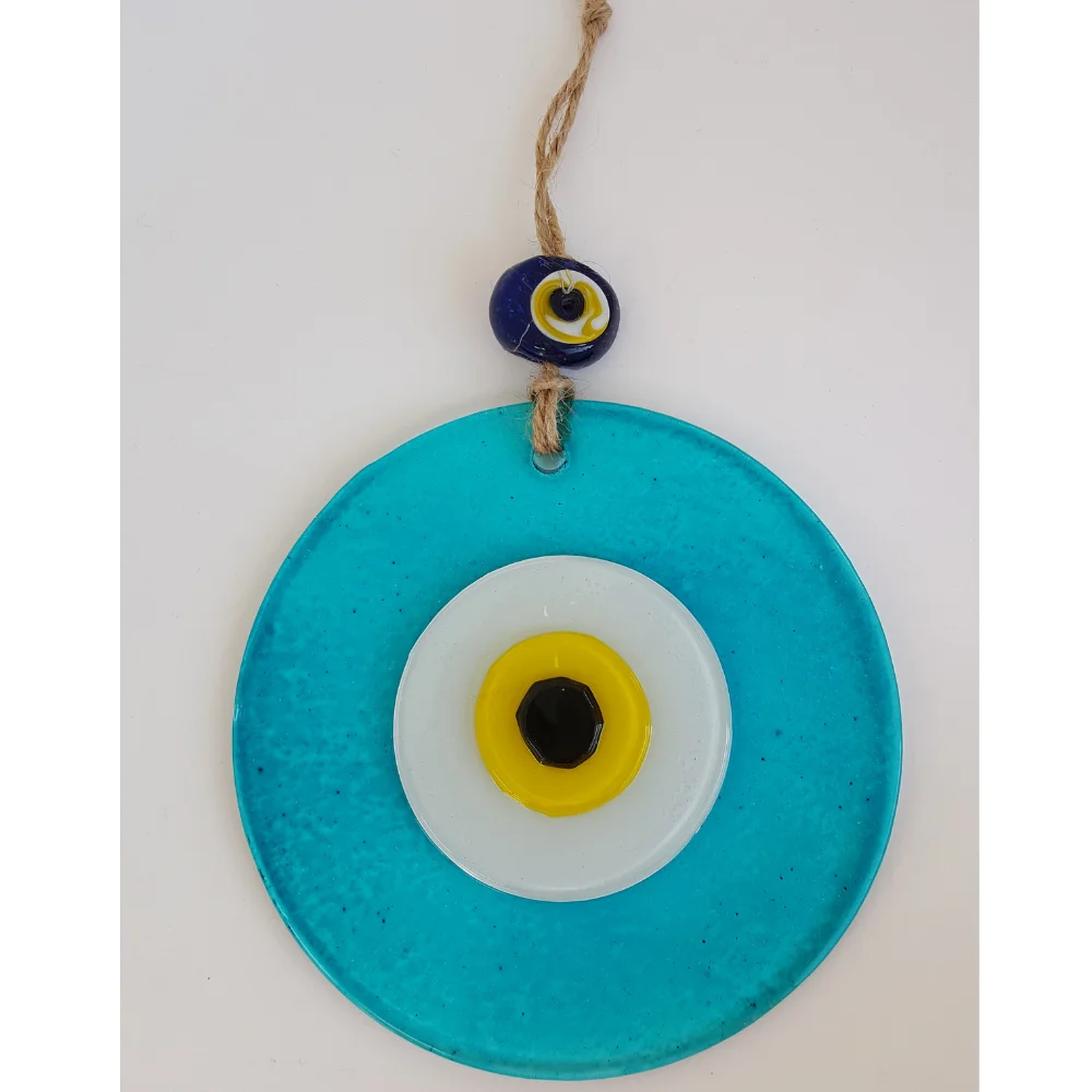 Turquoise Evil Eye 12cm Glass Bead Pendant Charm Turkish Handmade Decor Big Amulet for Wall Hanging Talisman Protector Goodluck