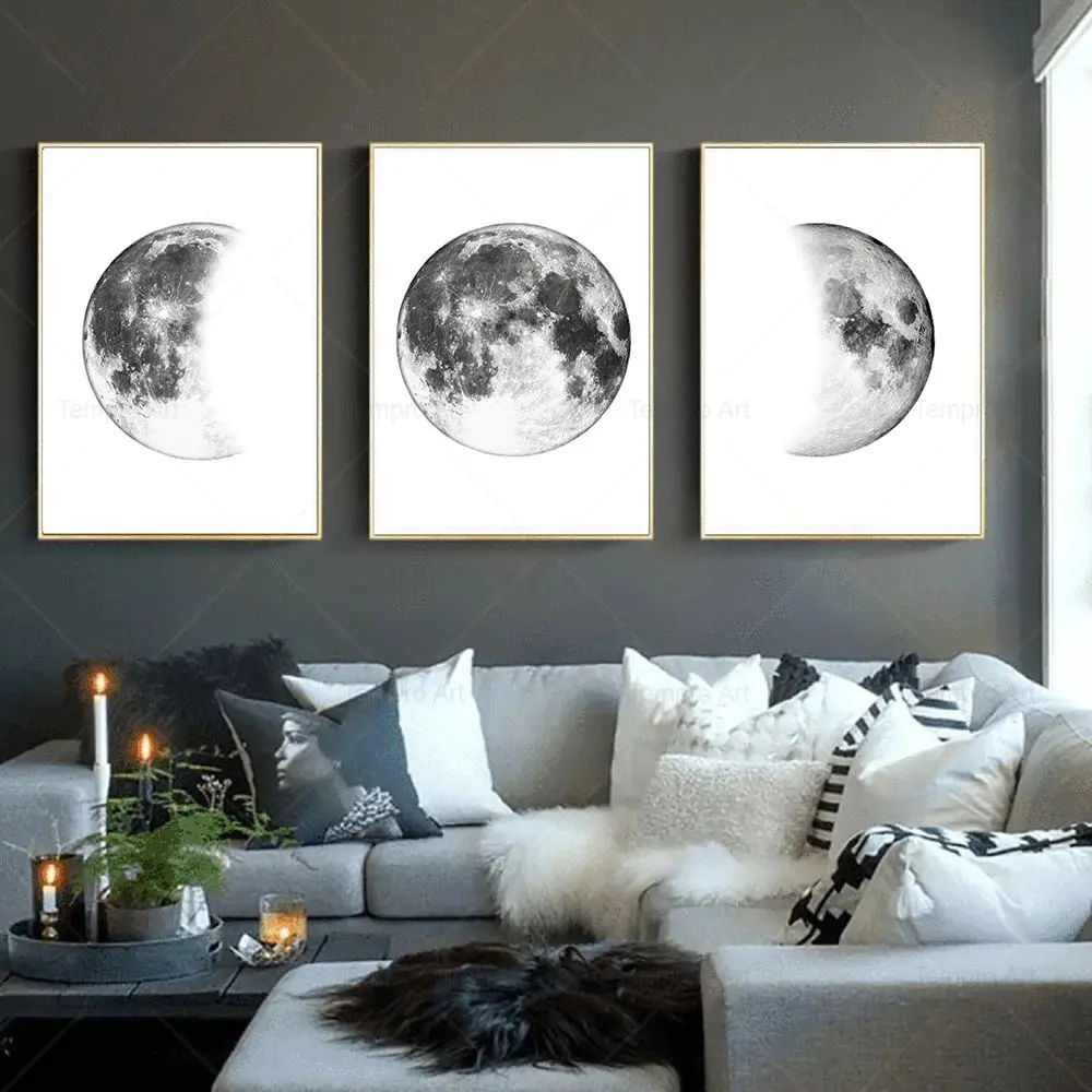 

Moon Poster Black And White Photo Moon Wall Art Prints Planet Canvas Painting Nordic Pictures Modern Home Living Room Decoration