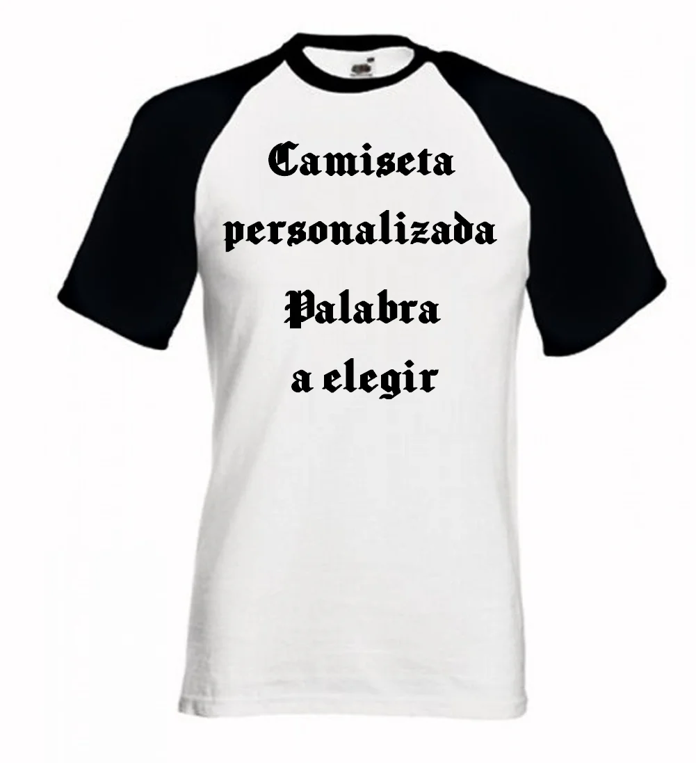 Customisable baseball T-shirt with word to choose from Spain cotton quality 165 grs