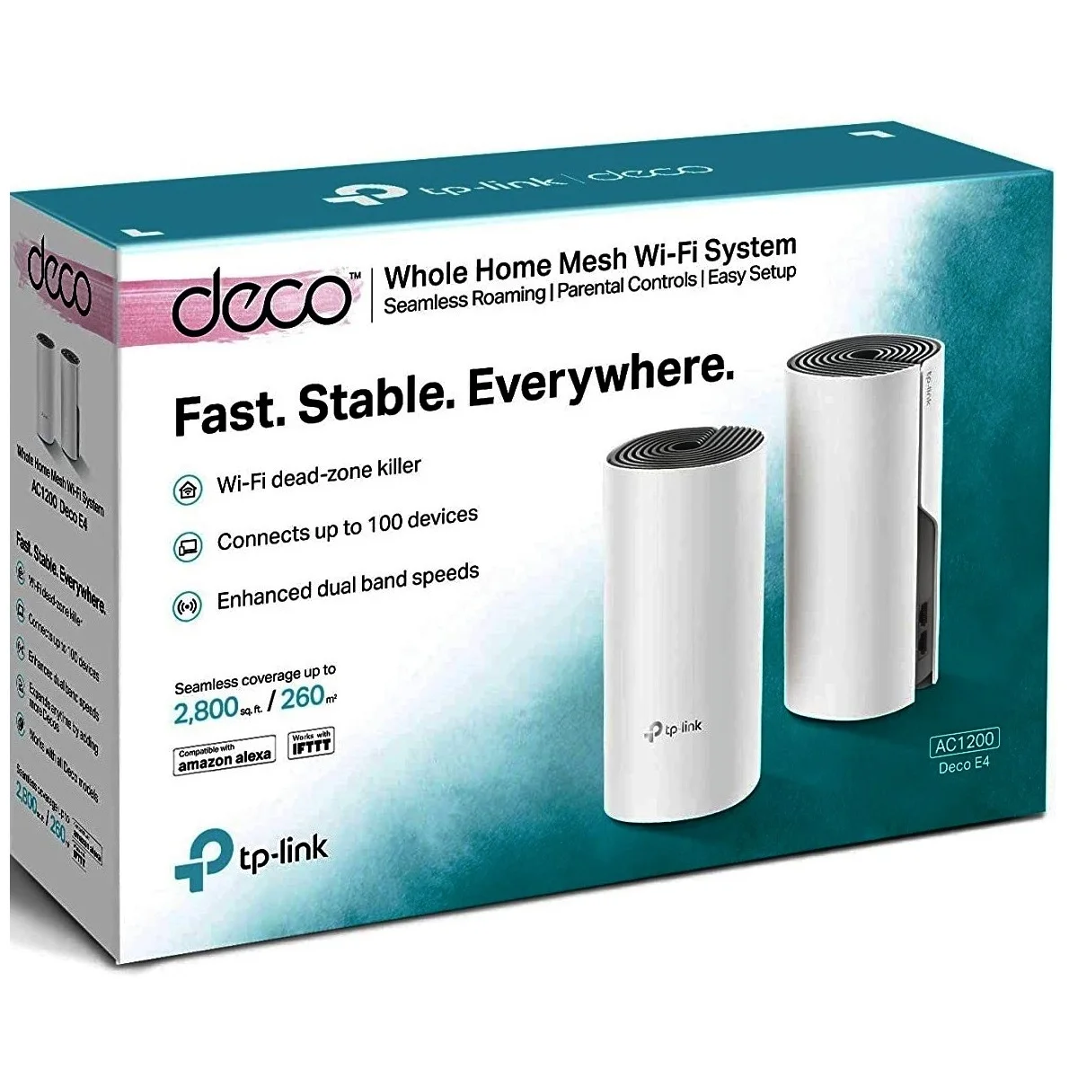 Tp-Link Deco E4 Whole Home Mesh Wifi System, Work with Wi-Fi Booster, Parent Control Router, Pack of 2