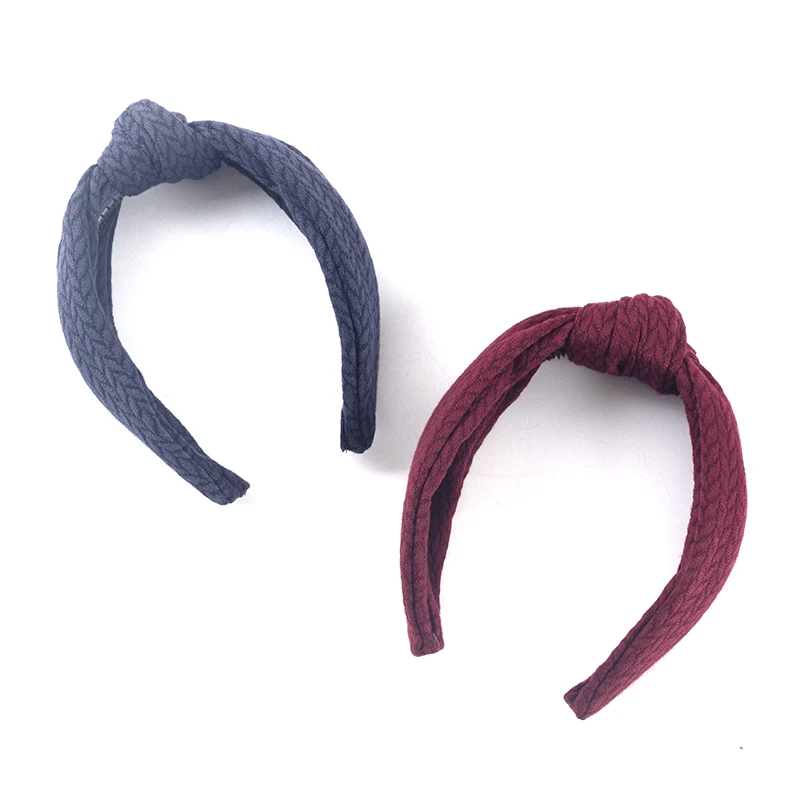 Fashion Solid Color Knot Wide Top Headband Elastic Hairband For Women Hair Accessories Corn Hair Band Hair Hoop Female Headdress