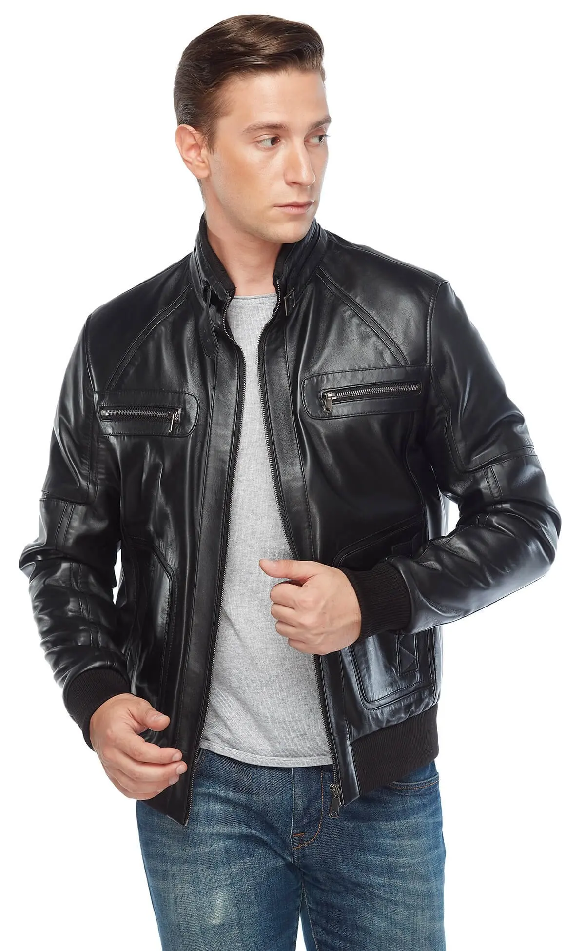 Feni Áo Khoác Da Nam Đen Ban Đầu Da Cừu Thu Đông 2022 Biker Slim Size Lớn VintageTürkiye