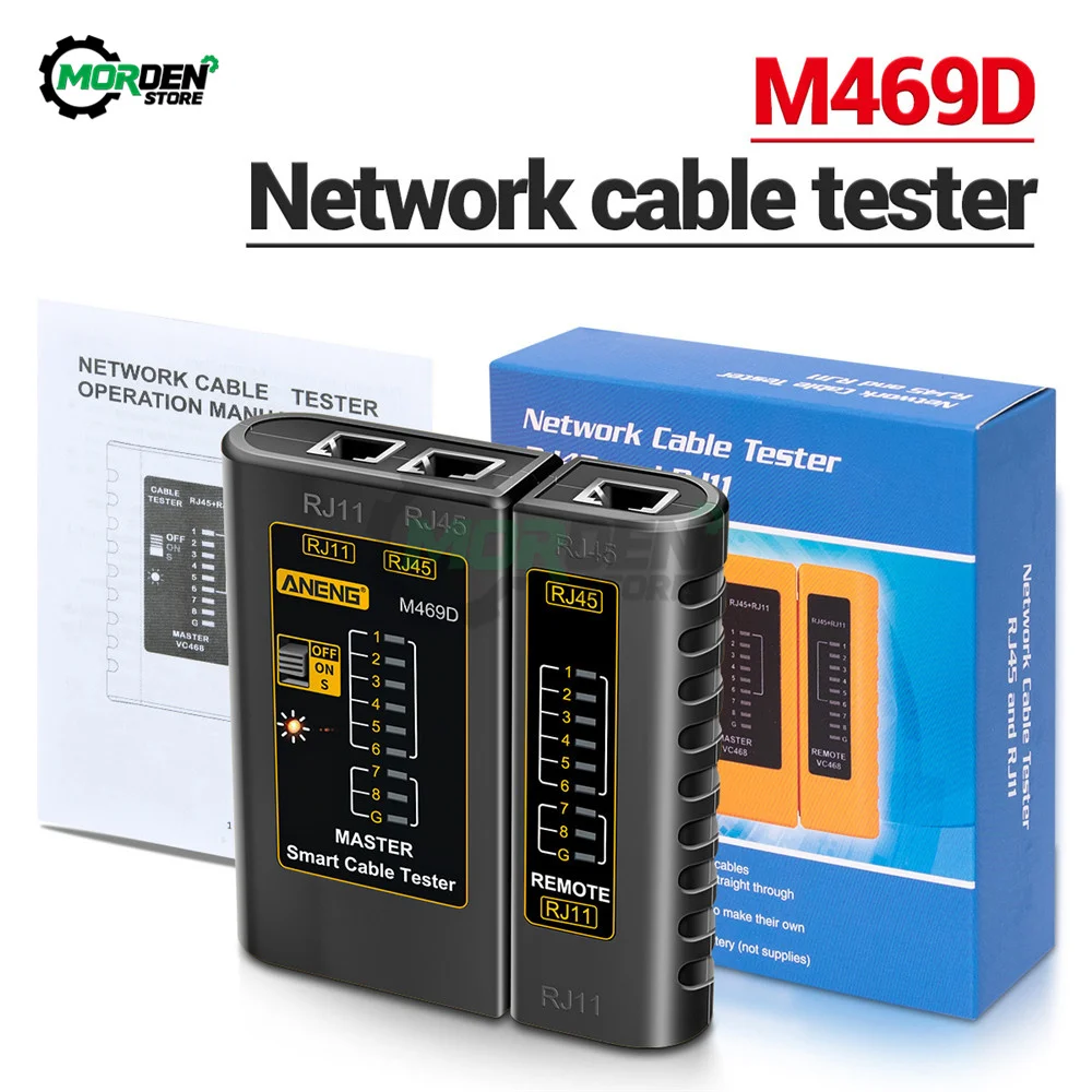 M469D RJ45 Cable lan Tester Network Cable Tester RJ45 RJ11 RJ12 CAT5 UTP LAN Cable Tester Networking Tool Network Repair Tools