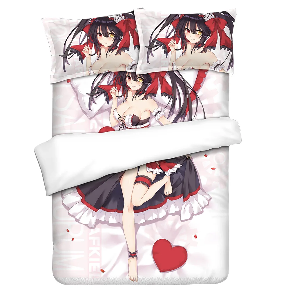 

MGF Date A Live Bedding Set Cartoon Character Duvet Covers Pillowcases Tokisaki Kurumi Anime Bed Linen