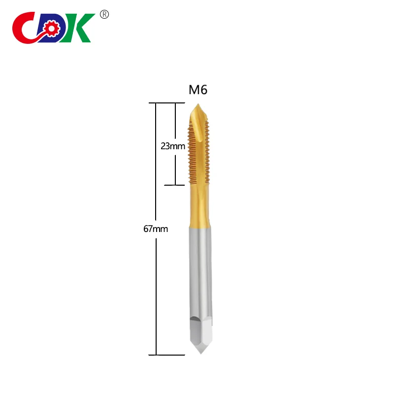 One pcs  M6 Titanium Hand Tap Drill Bits Hex Shank HSSE Screw Spiral Point Thread Metric Plug Metal Steel