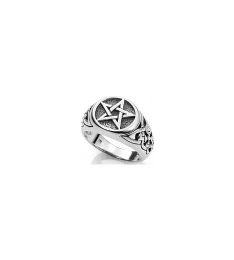 Wicca pentagram ring sterling silver (made in Spain)