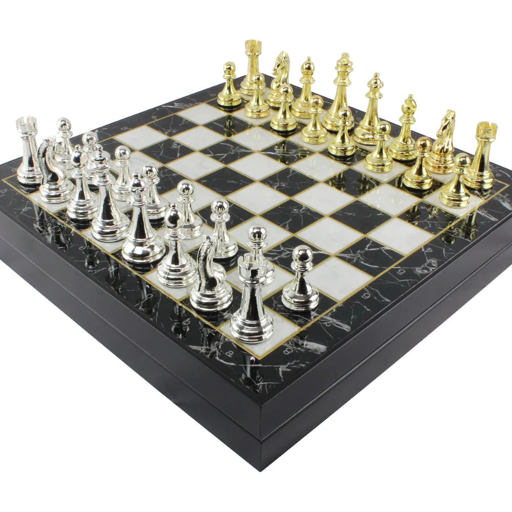 Personalized Chess Set Luxury Marble Plated Chess Game Gift for Husband Board Game Wooden Chess Board Gift for Girlfriend