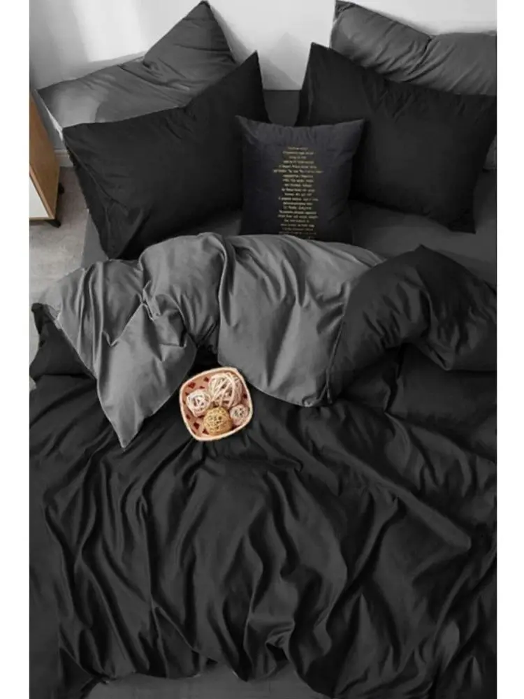 Cotton Bedding Set 4 Pcs Pack Set 200x220cm Twin Sheet Duvet Cover Pillowcase Black Linens Set Modern Duvet Cover Home Textile