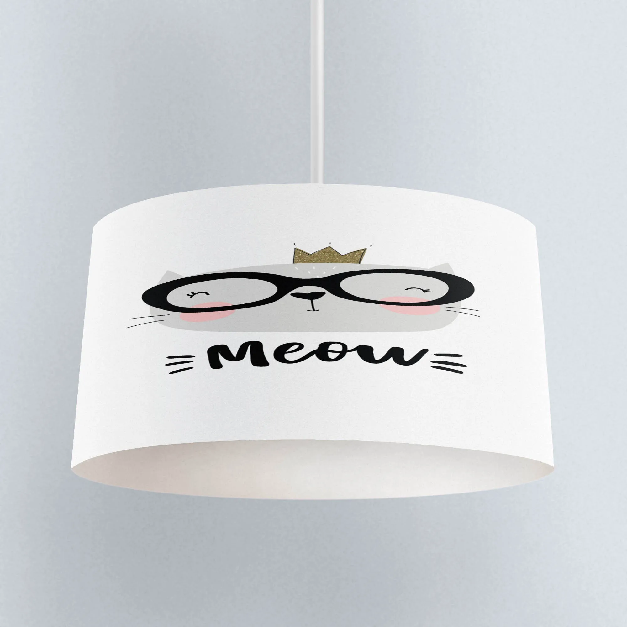 

Else Gray White Cleaver Cat King Scandinavian Print Fabric Kids Chandelier Lamp Drum Lampshade Floor Ceiling Pendant Light Shade