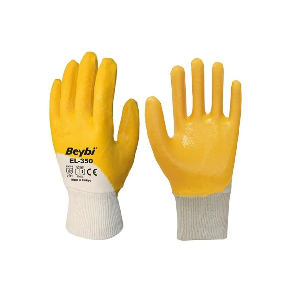 12 Pairs Beybi KN350 Nitrile Yellow Work Gloves ,resistant to tearing and puncture gloves ,