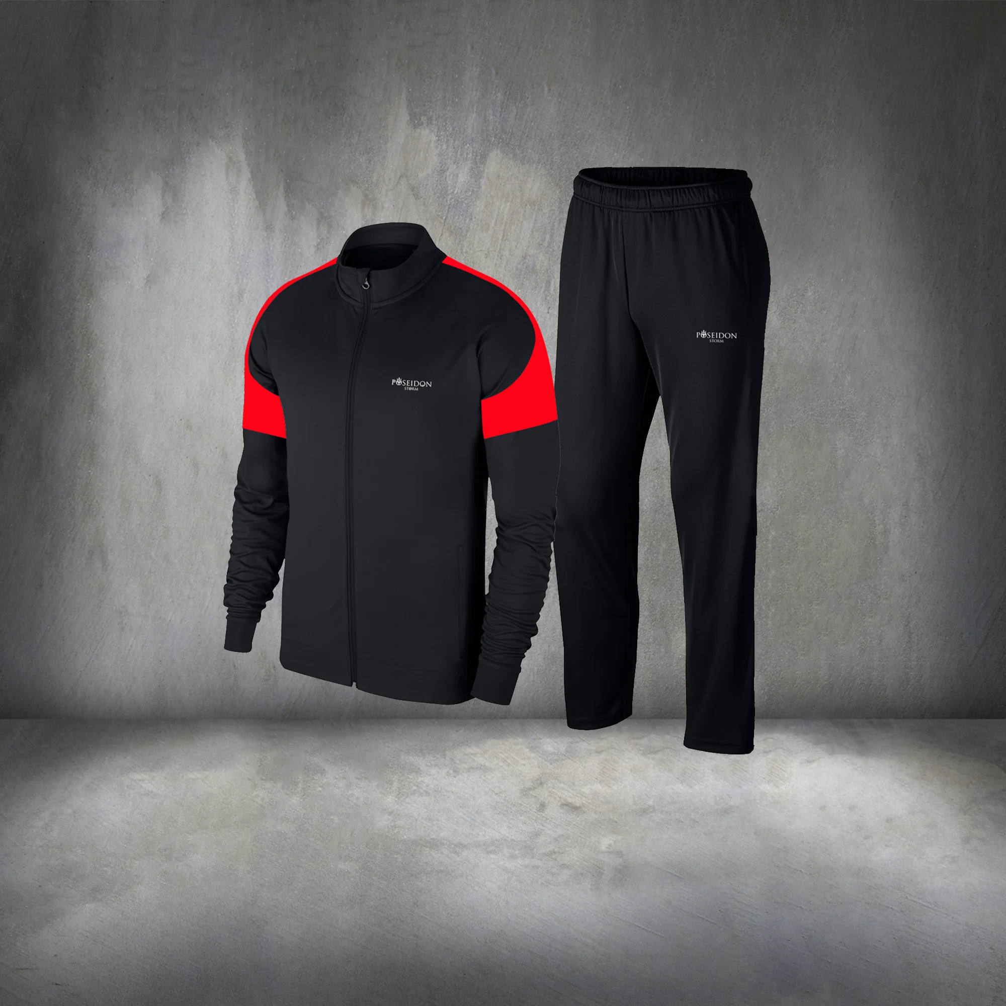 

Men's Black Interlock Fabric Top and Bottom Tracksuit Set S -3XL