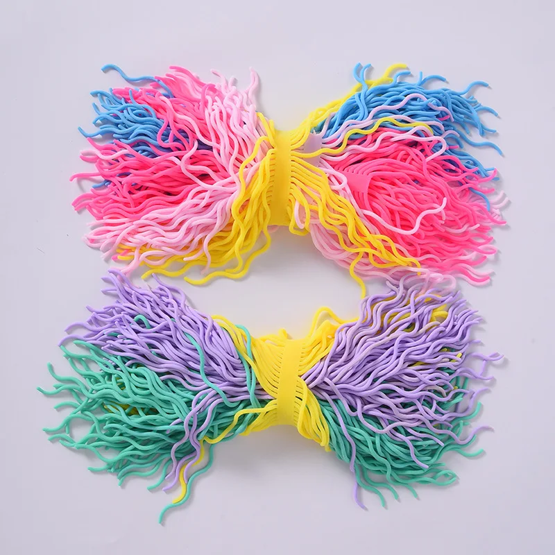 4PCS Soft Rubber TPR Relieves Pressure Vents Simulation Ramen Noodles Elastic Pull Rope Fidget Toy Elastic Gluten Pull rope