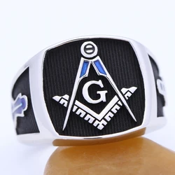Ancient Freemasonry Bule Color Symbol Master Mason Masonic Sterling Silver Ring