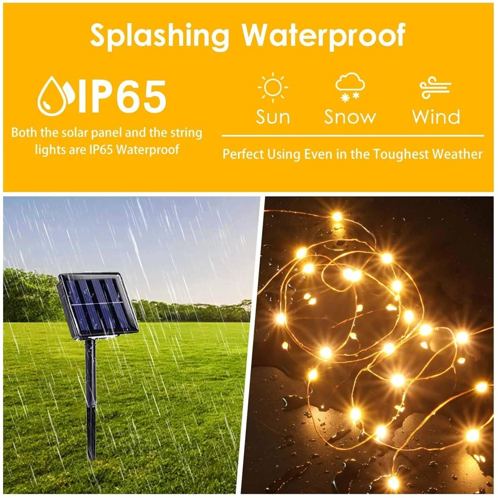 Imagem -04 - Diodo Emissor de Luz Solar Powered 100 200leds Corda Fio de Cobre Ramo Árvore Videiras Luzes Modos Lâmpada Led Decorativa para Jardim Festa de Natal