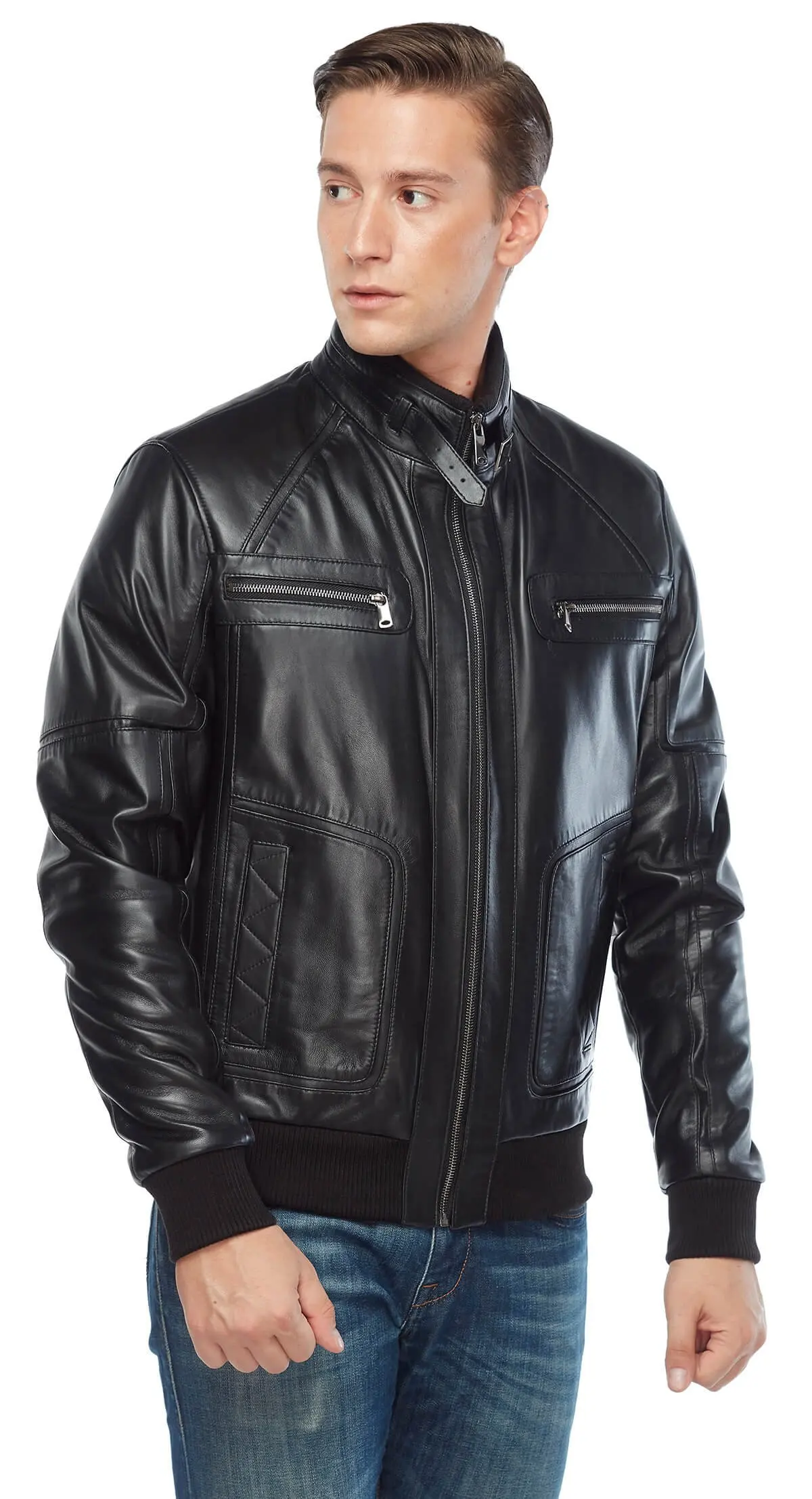 Feni Áo Khoác Da Nam Đen Ban Đầu Da Cừu Thu Đông 2022 Biker Slim Size Lớn VintageTürkiye