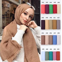 Sciarpa Hijab in cotone increspato caldo sciarpe donna Bandana turbante foulard scialle musulmano Africa avvolgere fascia scialli islamici fascia