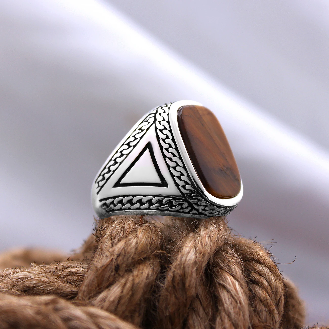 

Ring for Men 925 Sterling Silver Brown Tiger Eyes Black Onyx Stone High Quality All Size Fine Jewelry Gift Free Shipping Real