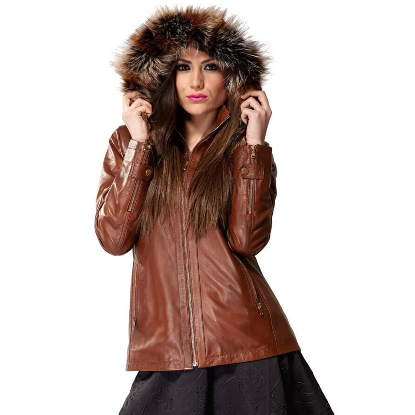 Carmen Furry Rosa Genuine Leather Women Jacket Coat Real Original Lambskin Autumn Winter 2022 Biker Slim Large Size Nostaljık