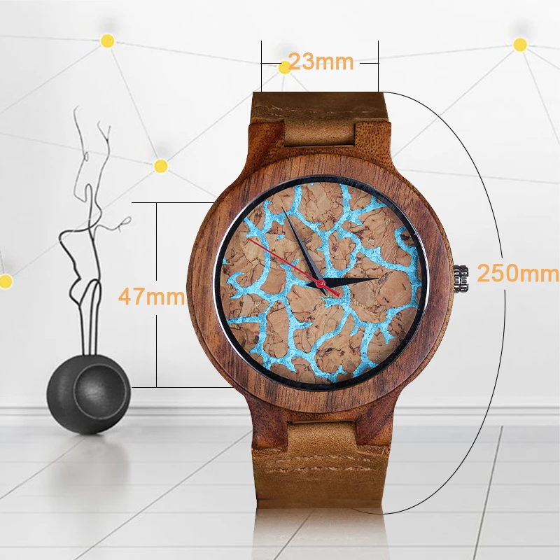Relojes de madera con personalidad creativa para hombres de negocios, reloj de pulsera de madera de cuarzo con esfera grande a la moda, reloj de pulsera con correa de cuero Premium de lujo