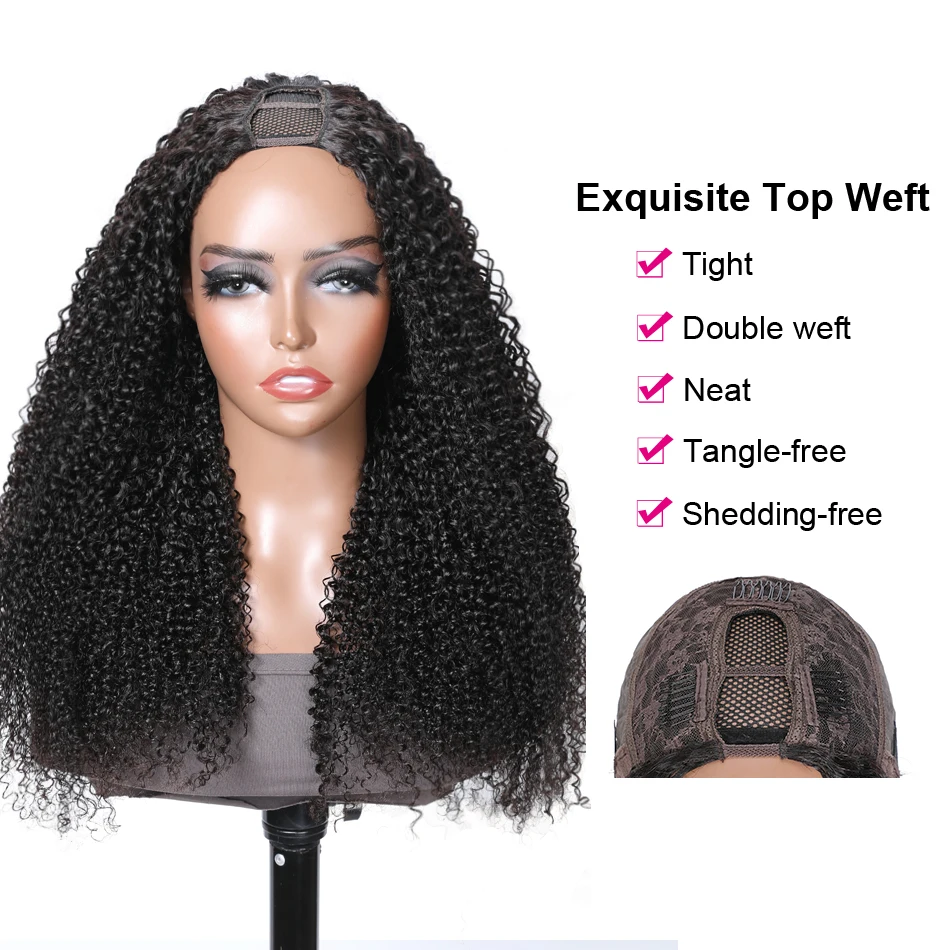 Unice Hair Kinky Curly U Part Pruiken 100% Menselijk Haar Eenvoudig Mix Super Natuurlijke Naai-In Pruik Geen Lijm Mini Laat Je Vorm Pruiken