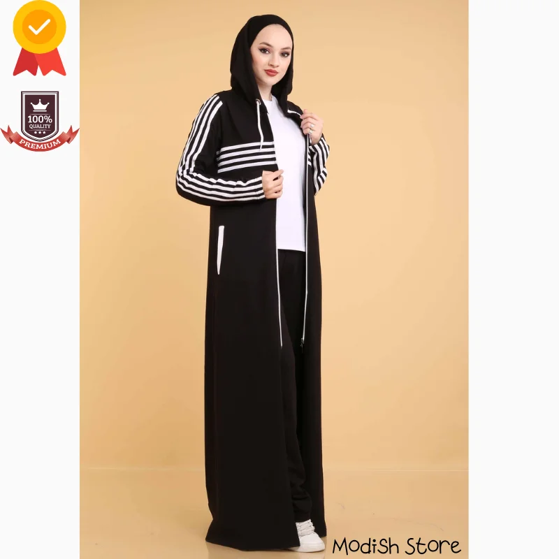 Tracksuit Double Sport Muslim Sets 2021 Turkish Women\'s Clothing Winter Autumn Arabic Dubai Black Abayas Kaftan Ramadan Moroccan