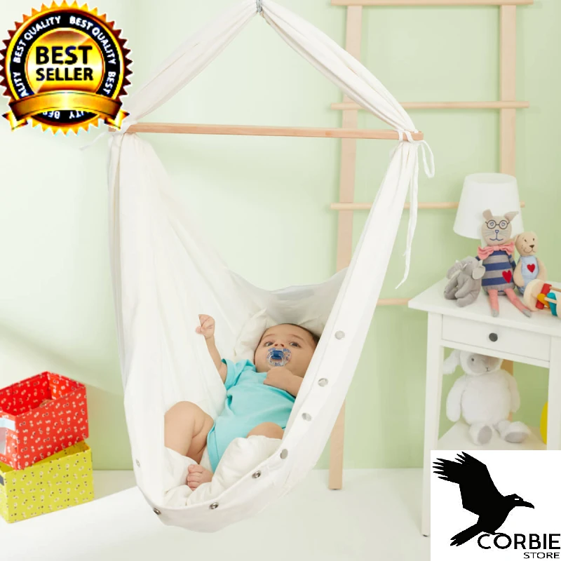 Svava Latte Spring Loaded Baby Hammock Crib - Baby Ceiling Swing Hammock High Quality