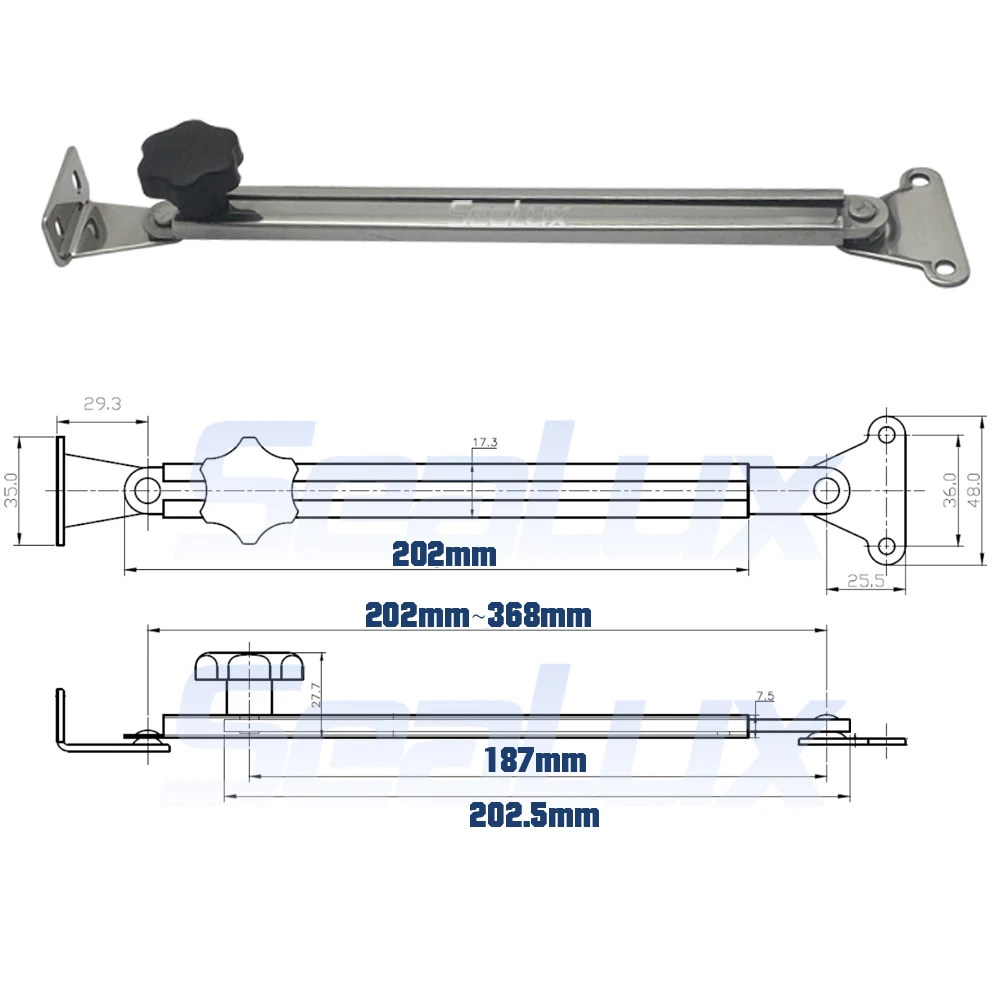 Sealux Hatch adjuster 8 inch for Yacht Boat Stainless steel Marine hardware