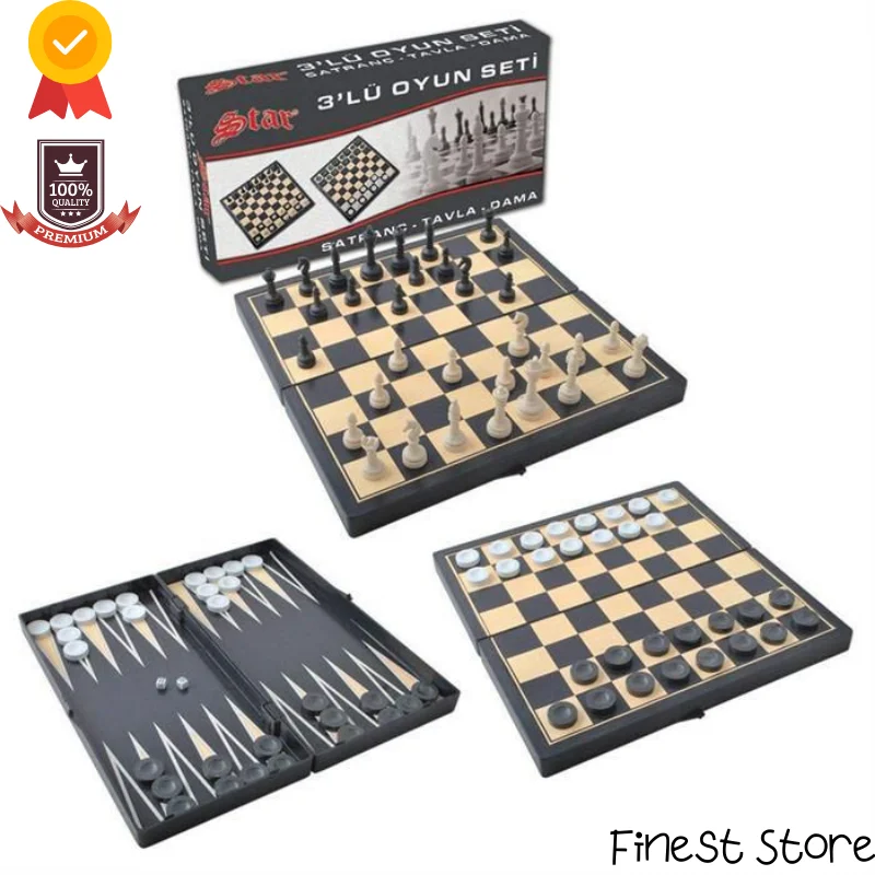 

Triple Game Set Chess Backgammon Checkers 2021 Board Games Chess Figures chessboard Games For Adults Family Board Games Home