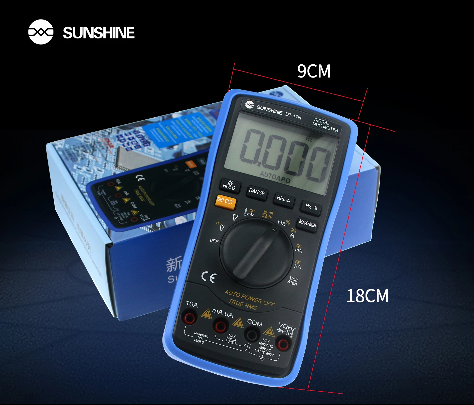 SUNSHINE dt 17n Multimeter Range LCD-Display Multimeter Auto Digital Multimeter ist 35/6 automatischer digitaler Instrumententester – Detail 11
