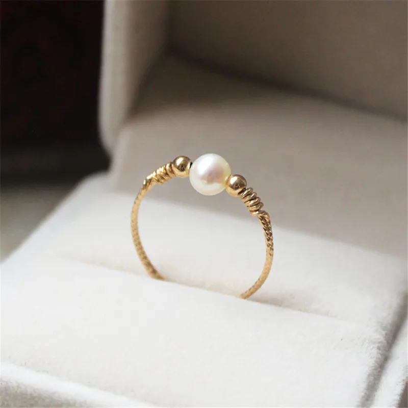 

14K Gold Filled Natural Pearl Ring Gold Jewelry Handmade Knuckle Ring Mujer Boho Bague Femme Minimalism Boho Rings for Women