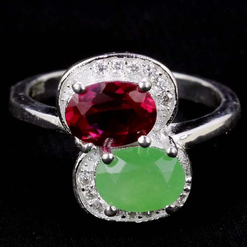 

Buy 4 Get 1 Free 16x11mm 4.7g Luxury Pink Sapphire Green Emerald Real Ruby Amethyst Sapphire 925 Solid Sterling Silver Rings