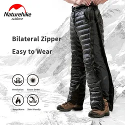 Natureifa-Pantalon thermique en duvet d'oie pour homme et femme, fermeture éclair ouverte des deux côtés, coupe-vent, imperméable, extérieur, camping, randonnée, hiver, fjifa