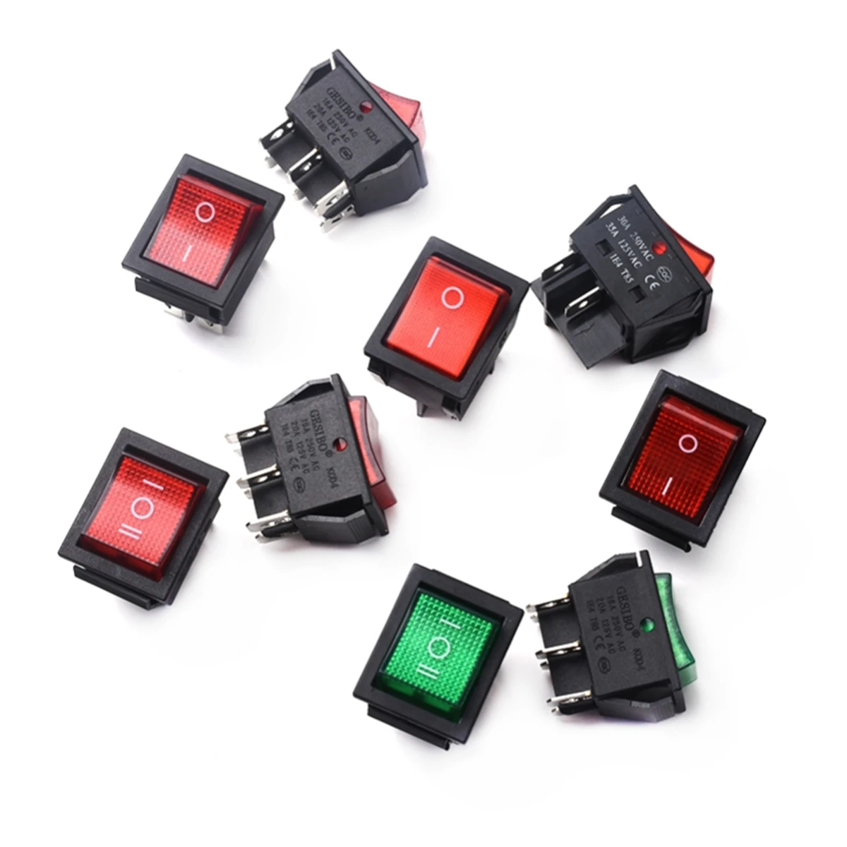 KCD4 Rocker Switch ON-OFF 2 Position 4 Pins 6 Pins Electrical Equipment With Light Power Button Cap 16A 250VAC 20A 125V