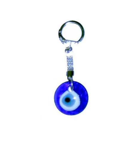 Keychain Turkish eye blue round murano glass