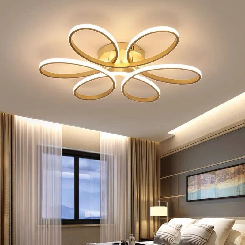 Imagem -04 - Estilo Nórdico Moderno Led Luzes de Teto de Alumínio Flor Lâmpadas para o Quarto Sala Estar Jantar Escritório Design Interior Iluminação Diária