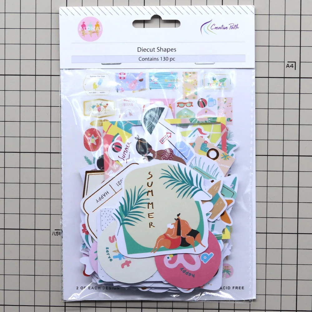 Creative Path 130 Stück Aloha Summer Scrapbooking Stanzformen Ephemera Strandurlaube Früchte Papierstanzformen für Journaling DIY Bastelarbeiten – Detail 1