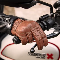 SFK-Gants de moto en cuir de chèvre véritable, doux, respirants, non ald, résistants à l'usure, l'hypothèse épaissie, protection d'équitation, écran tactile