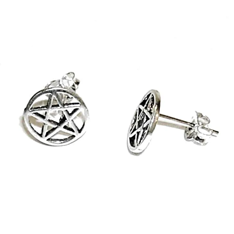 925 sterling silver 10 mm 5-pointed star earrings. Pentagram protection and gift case