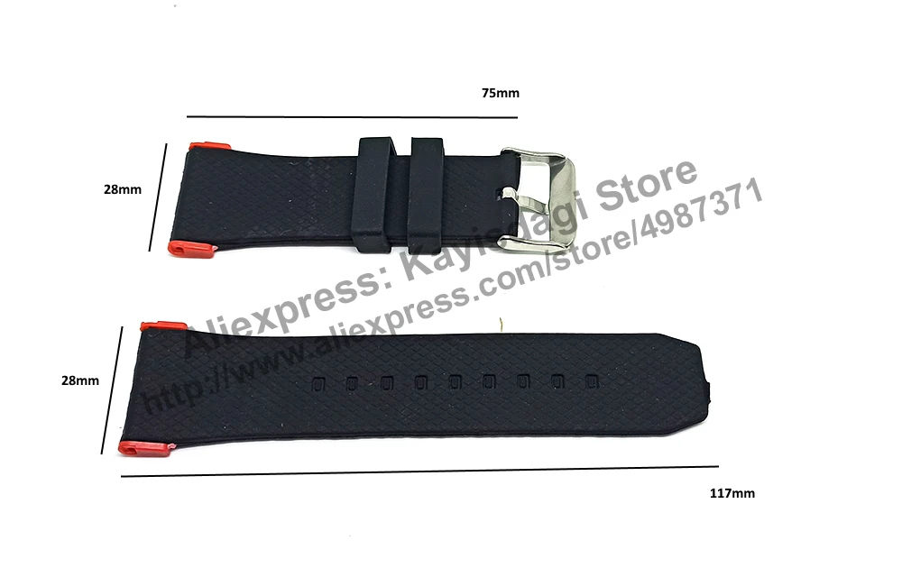 28mm Black Soft Silicone Watch Band / Strap Compatible for Puma Ultrasize PU102941003 PU103981006