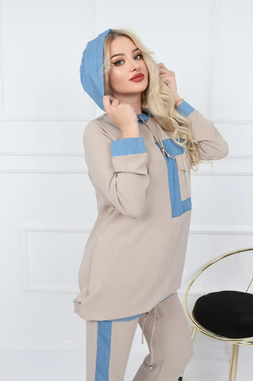 2 Stuk Bodem Top Pak Gestreepte Hooded Set Moslim Kleding Islamitische Trainingspak Pak Turkse Dubai Marokkaanse Moslim Sets