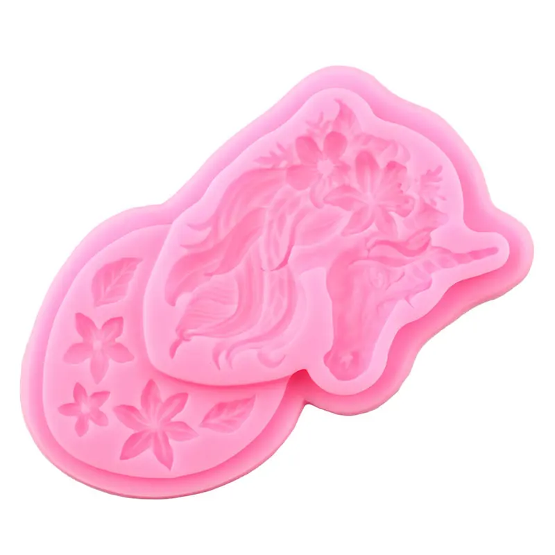 Stampo in Silicone unicorno Baby Birthday Cupcake Topper stampo per fondente strumenti per decorare torte biscotti Candy stampi per cioccolato in